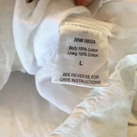 Love The Label | White Cotton Tiered Ruffle Mini Dress | L | Minor Flaws - Picture 14 of 15